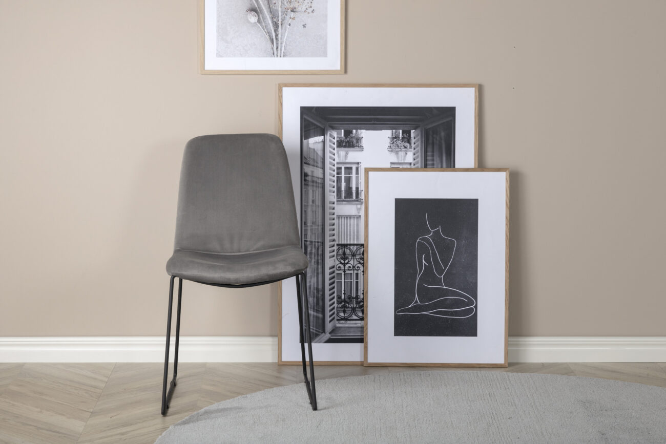 Muce – Chaise de salle à manger – Noir, Gris – 63 x 84 x 43 cm