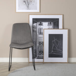 Muce – Chaise de salle à manger – Noir, Gris – 63 x 84 x 43 cm