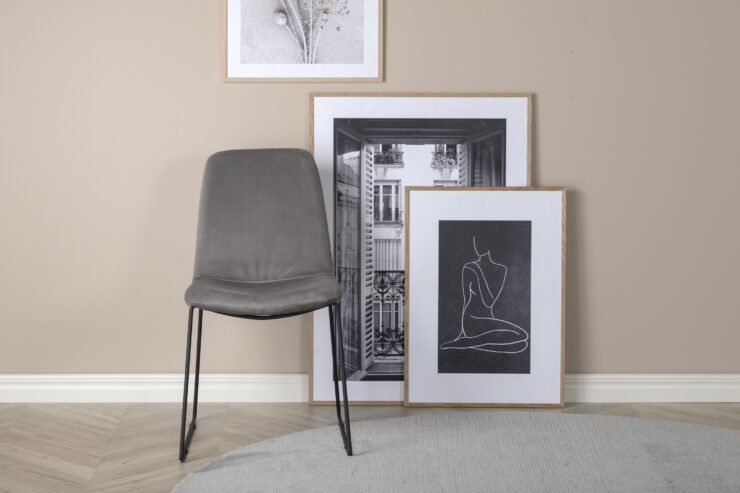 Muce – Chaise de salle à manger – Noir, Gris – 63 x 84 x 43 cm