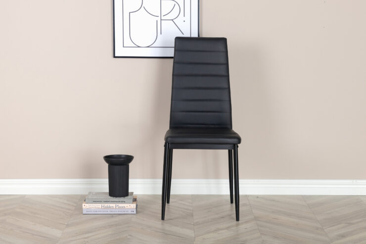 Slim – Chaise de salle à manger – Noir – 48 x 98 x 42 cm