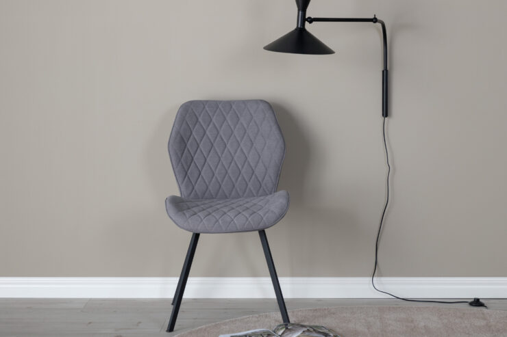 Gemma – Chaise de salle à manger – Noir, Gris – 63 x 90 x 50 cm