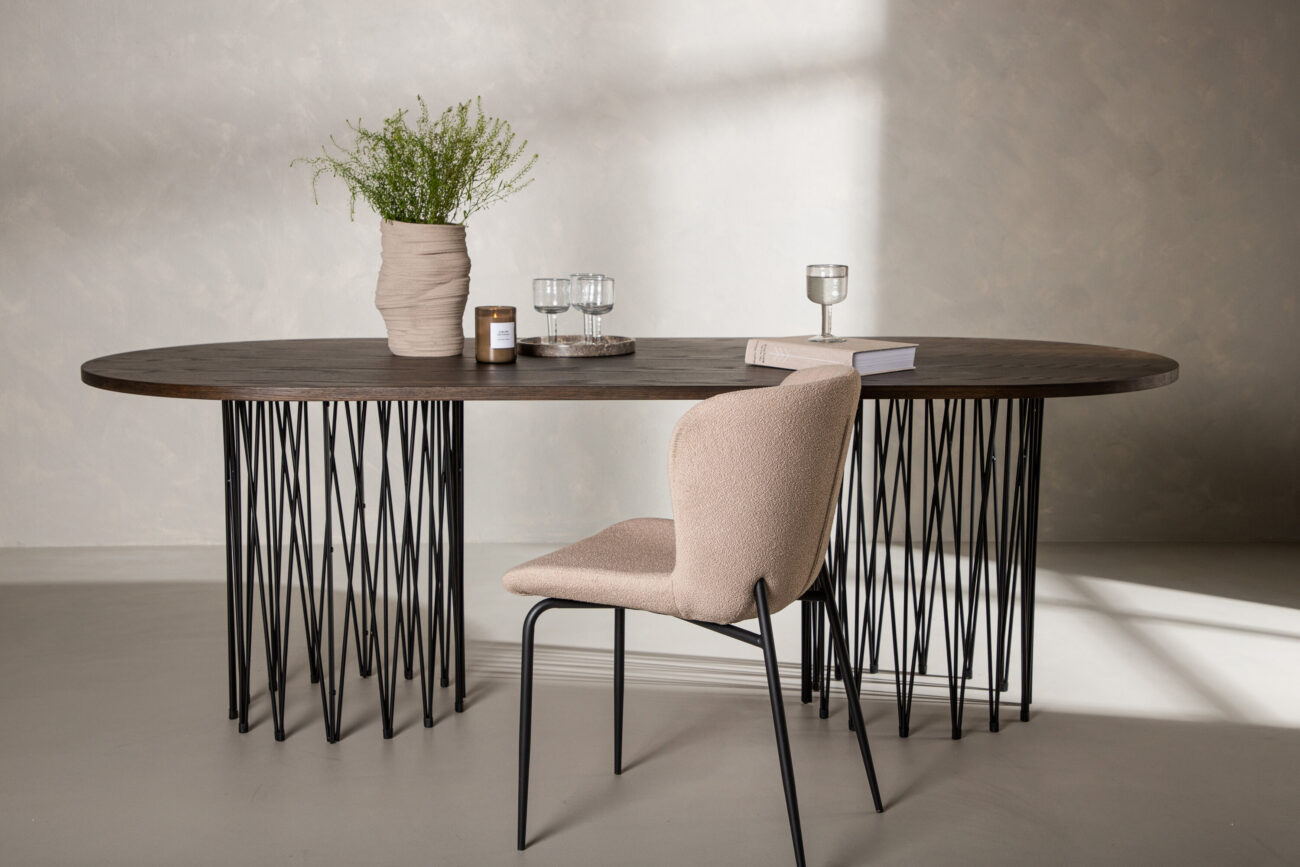 Stone – Table à manger ovale – Noir, Moka – 220 x 100 cm