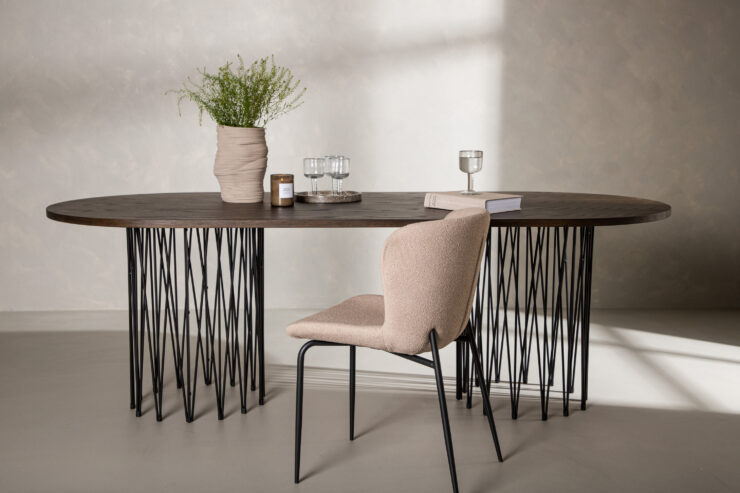 Stone – Table à manger ovale – Noir, Moka – 220 x 100 cm