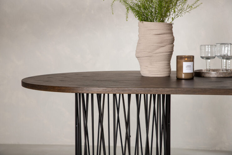 Stone – Table à manger ovale – Noir, Moka – 220 x 100 cm
