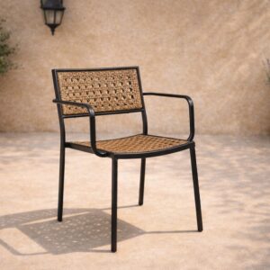 Paola – Chaise de salle à manger – Noir, Naturel – 57 x 78 x 56 cm