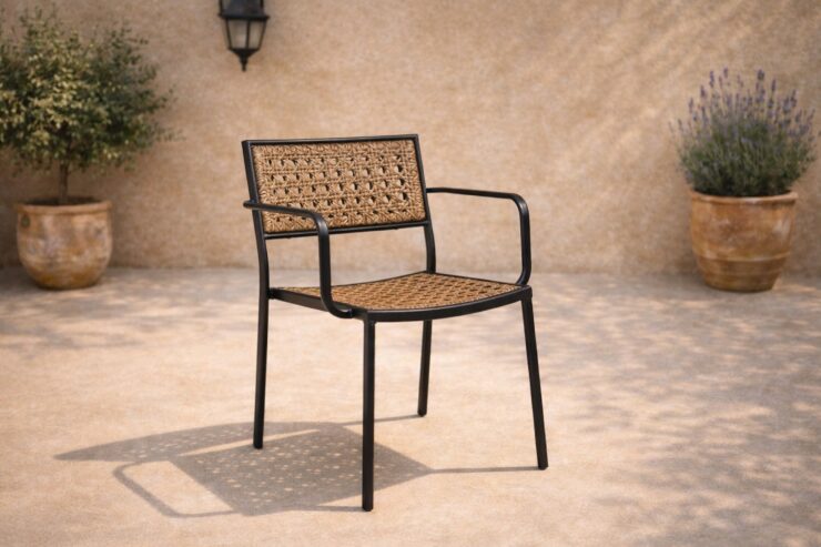 Paola – Chaise de salle à manger – Noir, Naturel – 57 x 78 x 56 cm