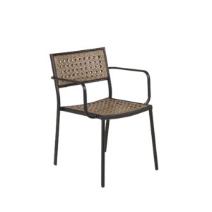 Paola – Chaise de salle à manger – Noir, Naturel – 57 x 78 x 56 cm