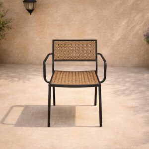 Paola – Chaise de salle à manger – Noir, Naturel – 57 x 78 x 56 cm