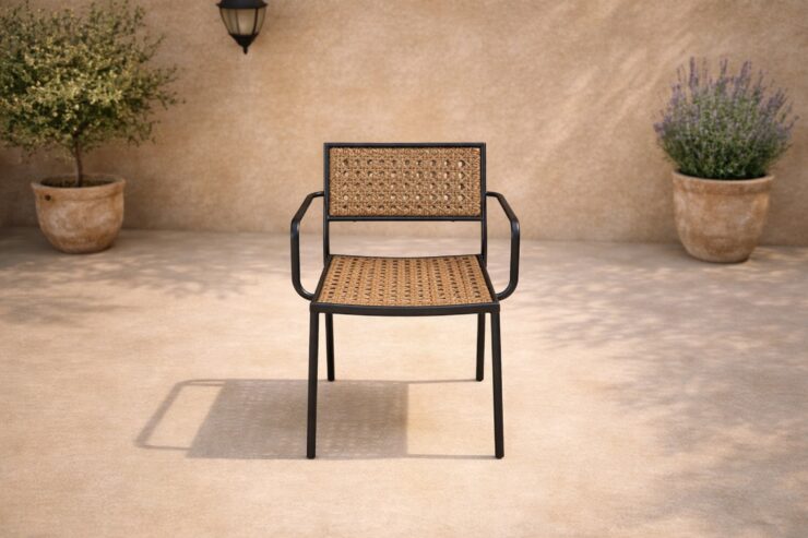 Paola – Chaise de salle à manger – Noir, Naturel – 57 x 78 x 56 cm