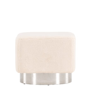 Newton – Pouf – Blanc cassé, Argenté – 45 x 38 x 45 cm