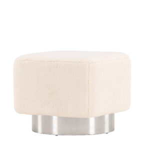 Newton – Pouf – Blanc cassé, Argenté – 45 x 38 x 45 cm