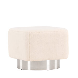 Newton – Pouf – Blanc cassé, Argenté – 45 x 38 x 45 cm