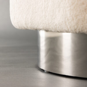 Newton – Pouf – Blanc cassé, Argenté – 45 x 38 x 45 cm