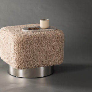 Newton – Pouf – Argenté, Marron – 45 x 38 x 45 cm