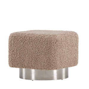 Newton – Pouf – Argenté, Marron – 45 x 38 x 45 cm