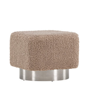 Newton – Pouf – Argenté, Marron – 45 x 38 x 45 cm