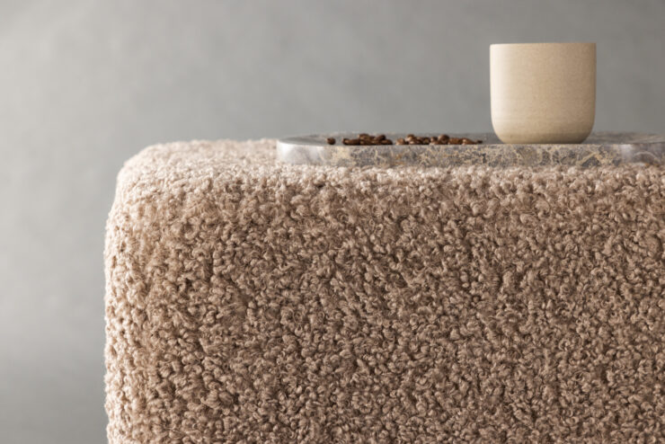 Newton – Pouf – Argenté, Marron – 45 x 38 x 45 cm