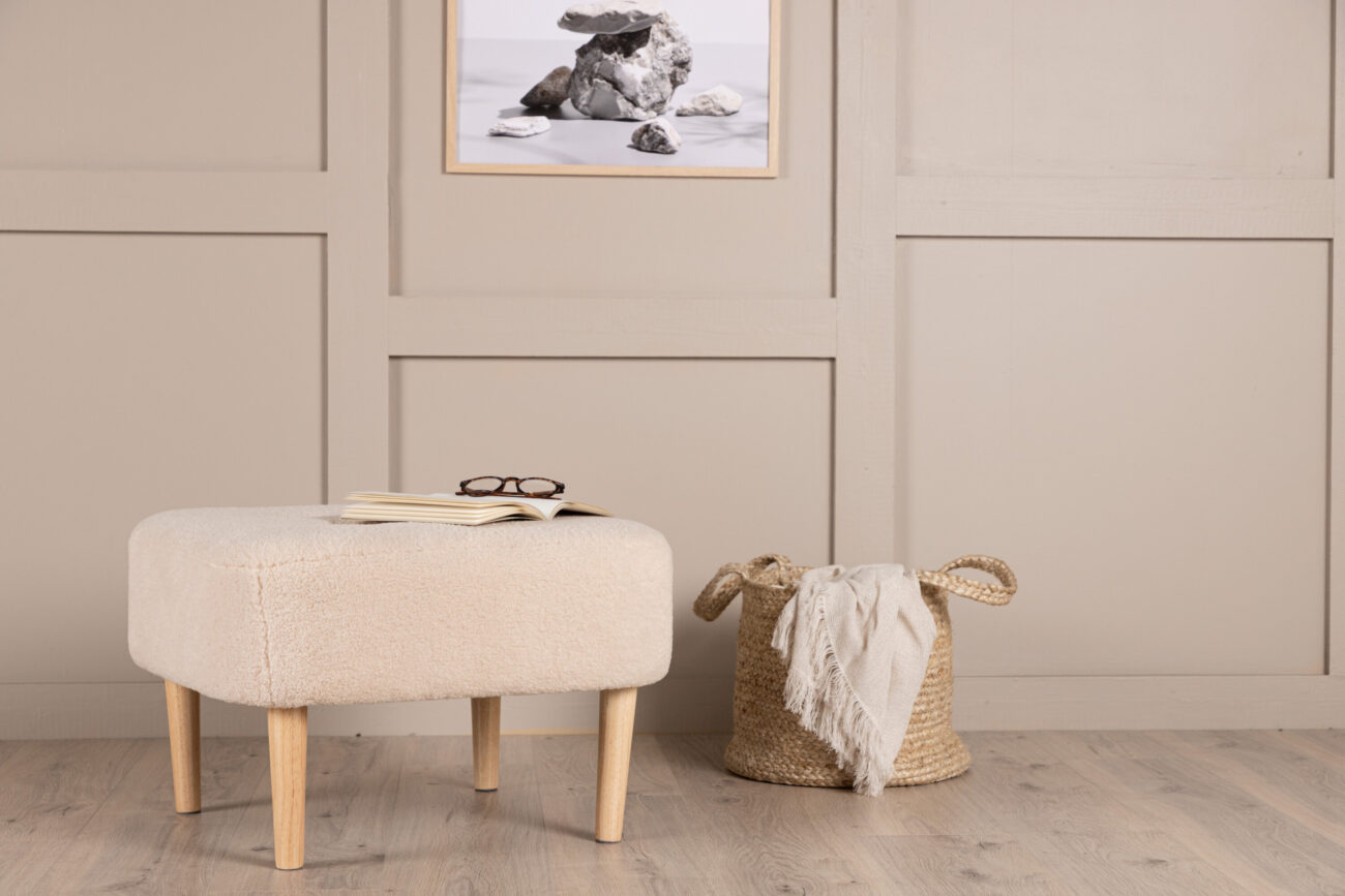 Salina – Pouf – Blanc, Naturel – 56 x 56 x 41 cm