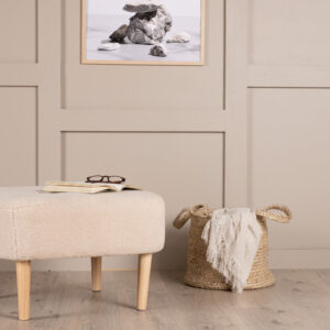 Salina – Pouf – Blanc, Naturel – 56 x 56 x 41 cm