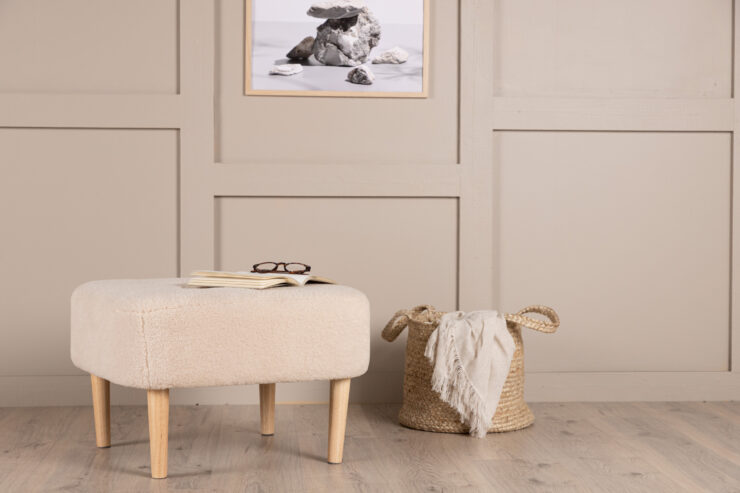 Salina – Pouf – Blanc, Naturel – 56 x 56 x 41 cm