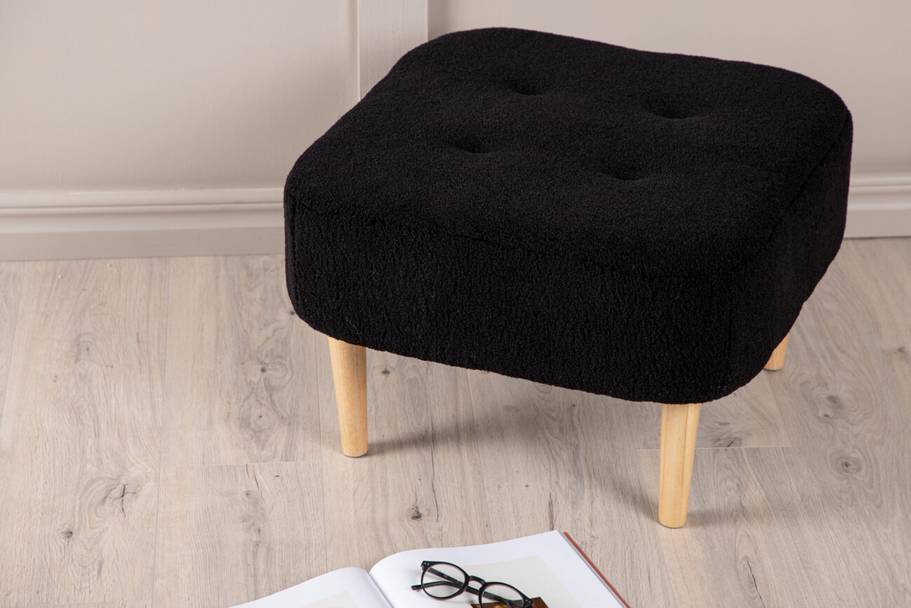Salina – Pouf – Noir, Naturel – 56 x 56 x 41 cm