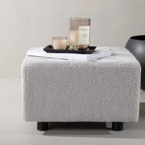 Bowie – Pouf – Noir, Gris clair – 51 x 32 x 51 cm