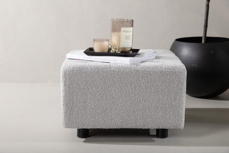 Bowie – Pouf – Noir, Gris clair – 51 x 32 x 51 cm