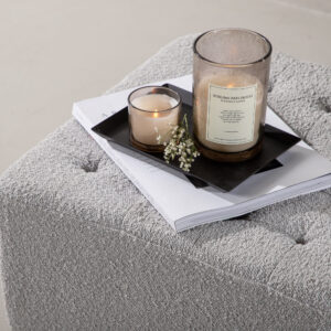 Bowie – Pouf – Noir, Gris clair – 51 x 32 x 51 cm