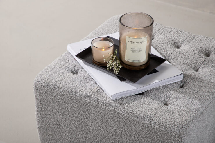 Bowie – Pouf – Noir, Gris clair – 51 x 32 x 51 cm