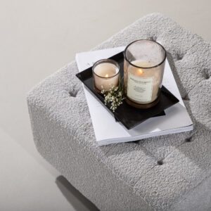 Bowie – Pouf – Noir, Gris clair – 51 x 32 x 51 cm