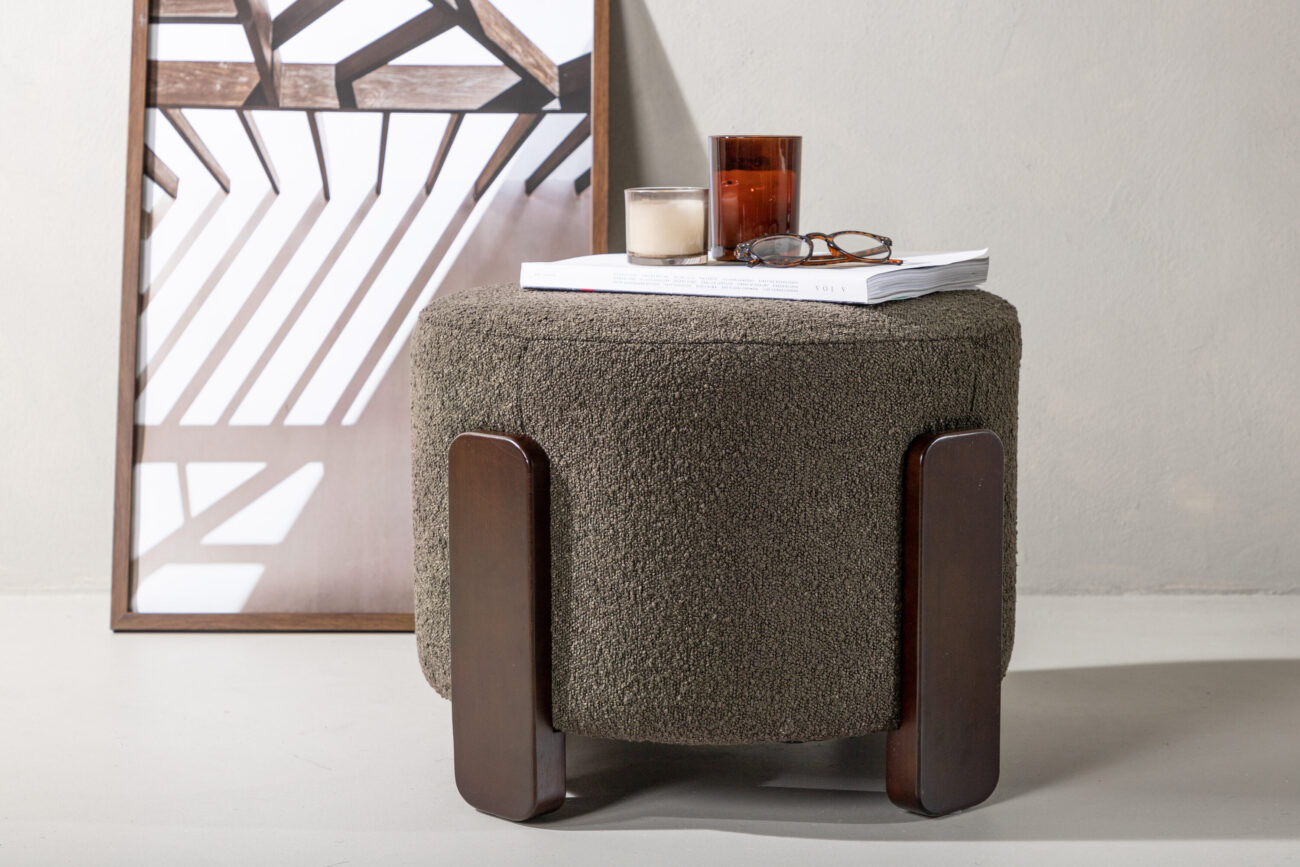 Coffey – Pouf – Marron, Gris foncé – ⌀50 cm