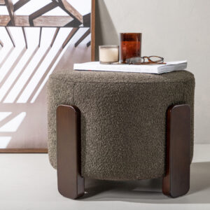 Coffey – Pouf – Marron, Gris foncé – ⌀50 cm