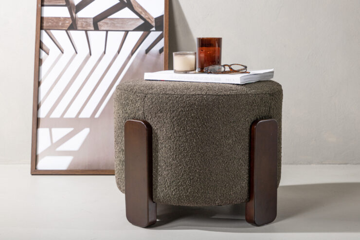 Coffey – Pouf – Marron, Gris foncé – ⌀50 cm