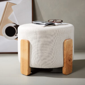 Coffey – Ottoman – Naturel, Blanc – ⌀50 cm