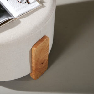 Coffey – Ottoman – Naturel, Blanc – ⌀50 cm