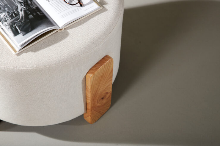 Coffey – Ottoman – Naturel, Blanc – ⌀50 cm
