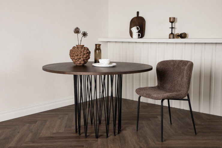 Stone – Table à manger ronde – Noir, Moka – ⌀120 cm
