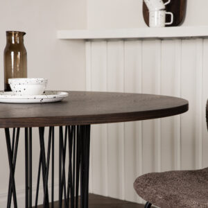 Stone – Table à manger ronde – Noir, Moka – ⌀120 cm