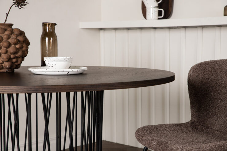 Stone – Table à manger ronde – Noir, Moka – ⌀120 cm