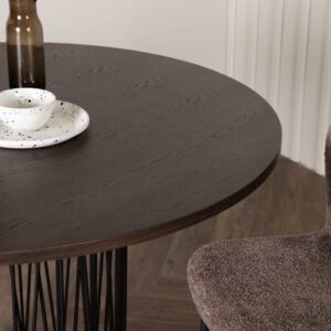 Stone – Table à manger ronde – Noir, Moka – ⌀120 cm