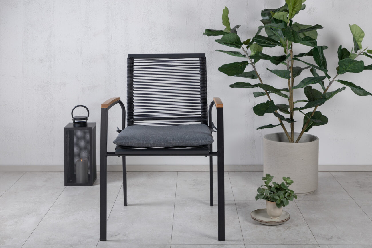 Dallas – Chaise de salle à manger – Noir, Gris – 64 x 84 x 57 cm