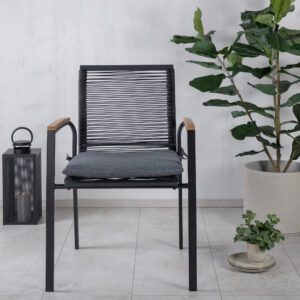 Dallas – Chaise de salle à manger – Noir, Gris – 64 x 84 x 57 cm