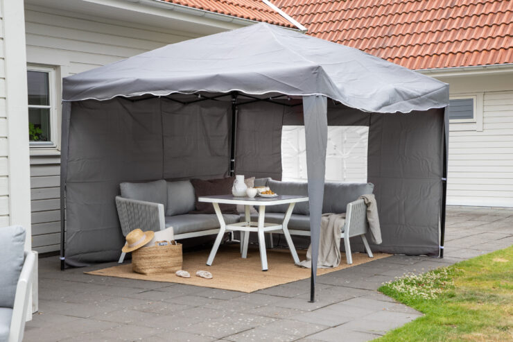 Easy Up – Gazebo – Noir, Gris – 295 x 250 x 295 cm