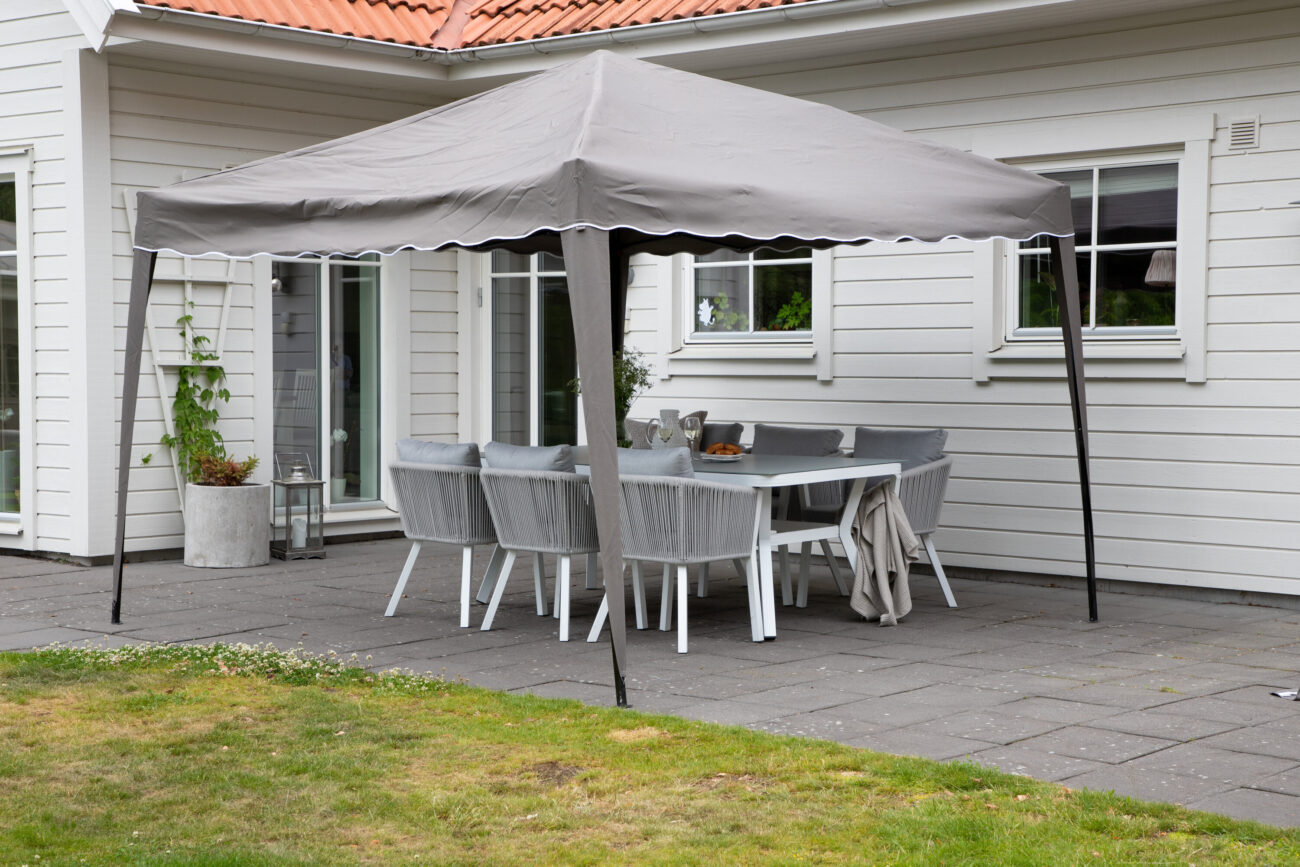 Easy Up – Gazebo – Blanc, Marron – 295 x 250 x 295 cm
