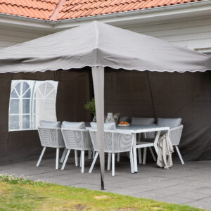 Easy Up – Gazebo – Blanc, Marron – 295 x 250 x 295 cm