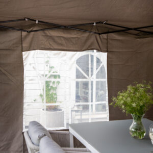 Easy Up – Gazebo – Blanc, Marron – 295 x 250 x 295 cm