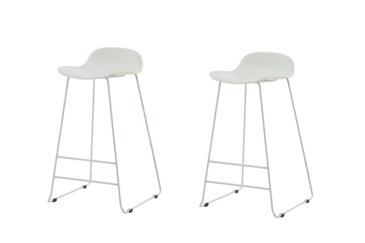 Wave – Chaise de bar – Blanc – 42 x 87 x 50 cm