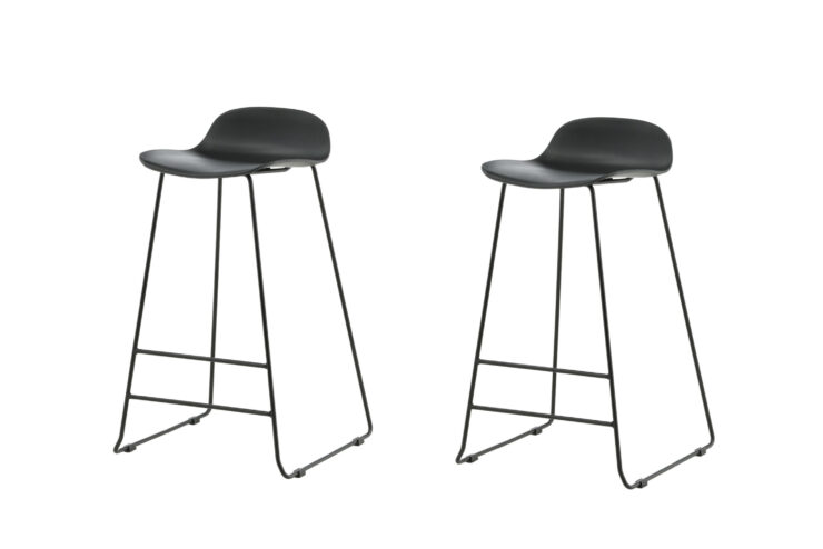 Wave – Chaise de bar – Noir – 42 x 87 x 50 cm