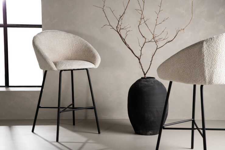 Velvet – Chaise de bar – Noir, Blanc – 57 x 97 x 59 cm