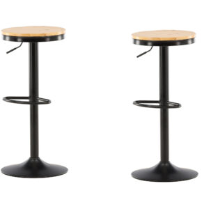 Conway – Chaise de bar – Noir, Naturel – 37 x 80 x 37 cm